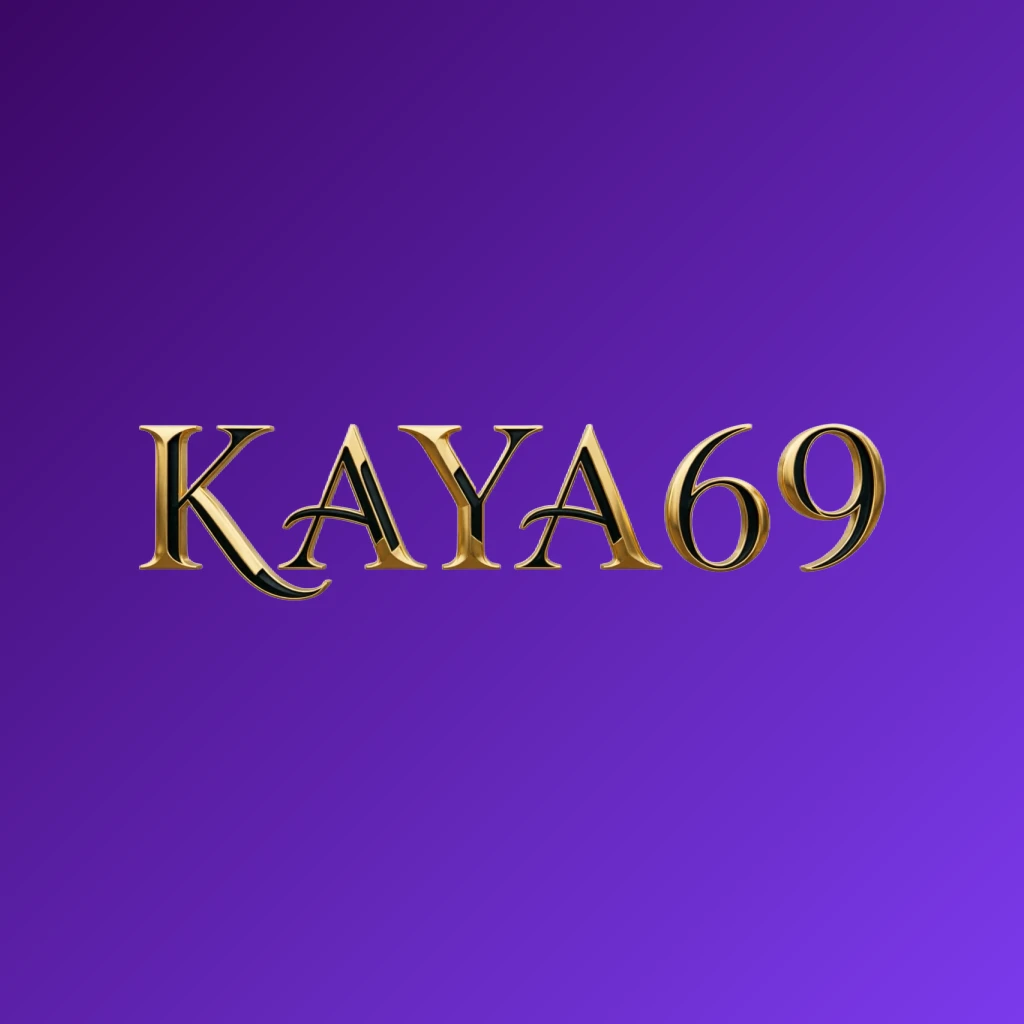 Luxury KAYA69 logo in gold and black with elegant serif typography and minimal ornament details, designed as a horizontal rectangular wordmark with a transparent background